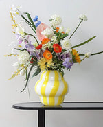 Load image into Gallery viewer, Yellow Striped Glass Vase CHAL