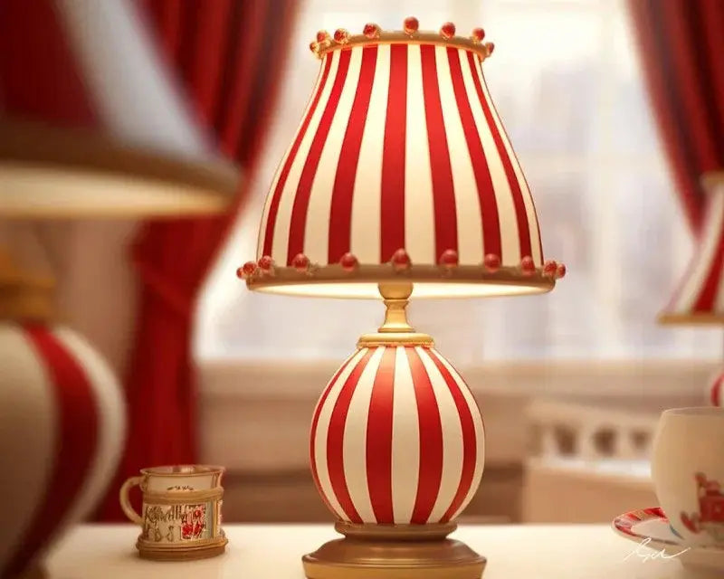 Circus-Themed Table Lamp – Red and White Stripes, Playful and Nostalgic Design | Chal Decoration

This highlights the lamp's vibrant, carnival-inspired design, blending nostalgia and modern elegance, while emphasizing its joyful and energetic atmosphere.