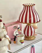 Load image into Gallery viewer, Circus-Themed Table Lamp – Red and White Stripes, Playful and Nostalgic Design | Chal Decoration

This highlights the lamp&#39;s vibrant, carnival-inspired design, blending nostalgia and modern elegance, while emphasizing its joyful and energetic atmosphere.
