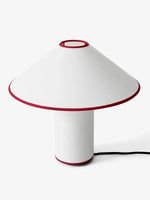 Load image into Gallery viewer, Colette Table Lamp – Conical Fabric Shade, Contemporary Vintage Charm | Chal Decoration

This highlights the lamp’s blend of modern and vintage aesthetics, emphasizing its warm illumination and stylish, balanced design.
