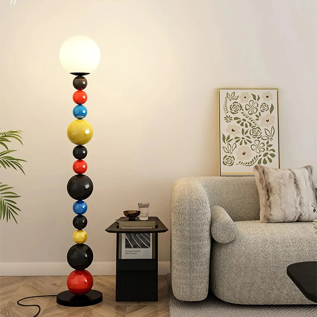 This highlights the lamp’s vibrant colors, playful aesthetic, and modern elegance, emphasizing its ability to transform any space with energy and style.