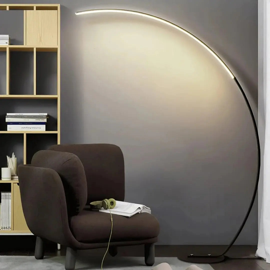 This highlights the lamp’s soft, ambient lighting inspired by the moon, along with its sleek and modern aesthetic.