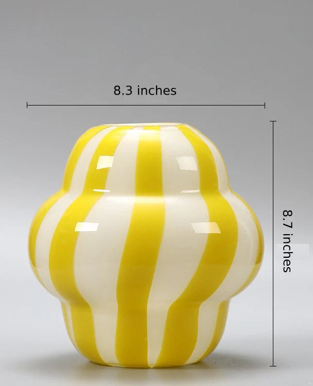 Yellow Striped Glass Vase