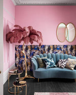 Load image into Gallery viewer, pink Ostrich Feather Brass Floor Lamp in a living room
