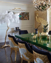 OSTRICH FEATHER BRASS FLOOR LAMP