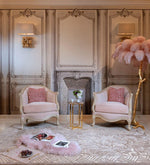 Load image into Gallery viewer, pink Ostrich Feather Brass Floor Lamp in a living room
