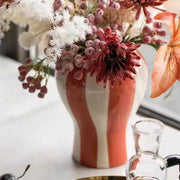 RED AND WHITE STRIPED VASE