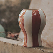 RED AND WHITE STRIPED VASE