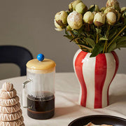 RED AND WHITE STRIPED VASE