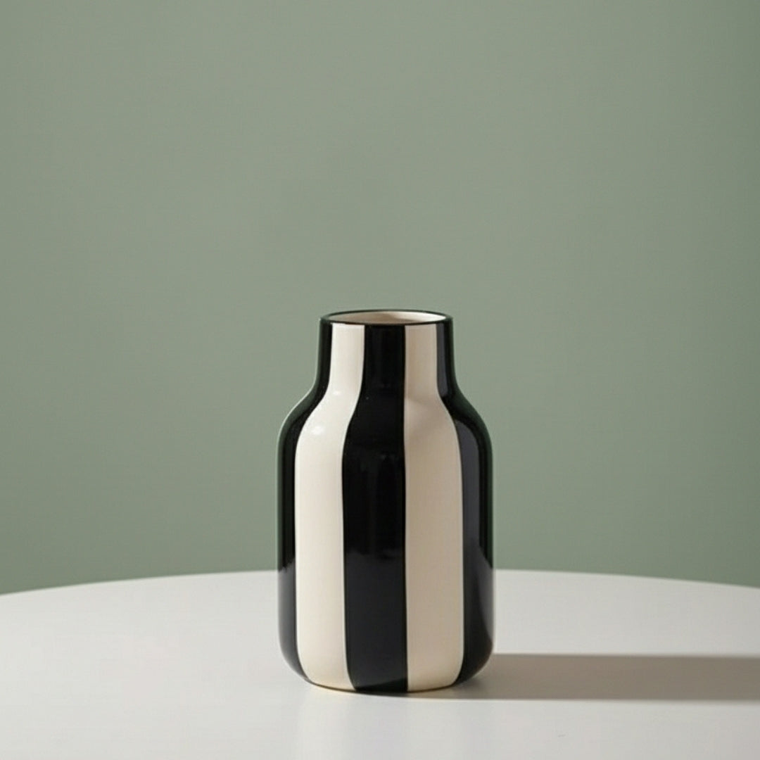 Black and White Striped Vase