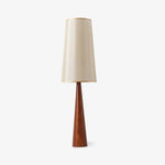 Load image into Gallery viewer, This highlights the lamp’s sleek wooden design and minimalist sophistication, emphasizing its warmth and contemporary appeal.
