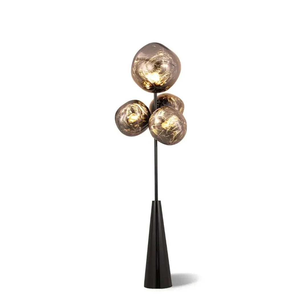 This highlights the lamp’s unique blown glass construction and its modern, optical effect, emphasizing its artistic and sophisticated appeal.