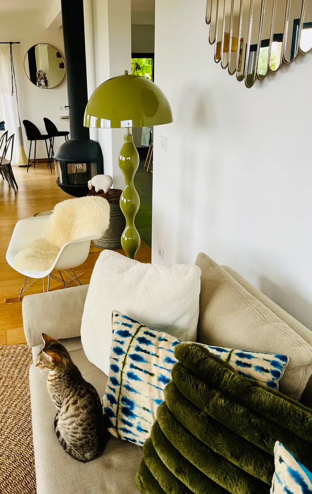 Green Curly Floor Lamp