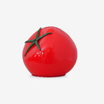 Load image into Gallery viewer, A tomato-shaped table lamp with a glossy red finish and green stem design, displayed against a clean white background.
